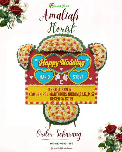 Karangan Papan Bunga Pernikahan di Pringsari